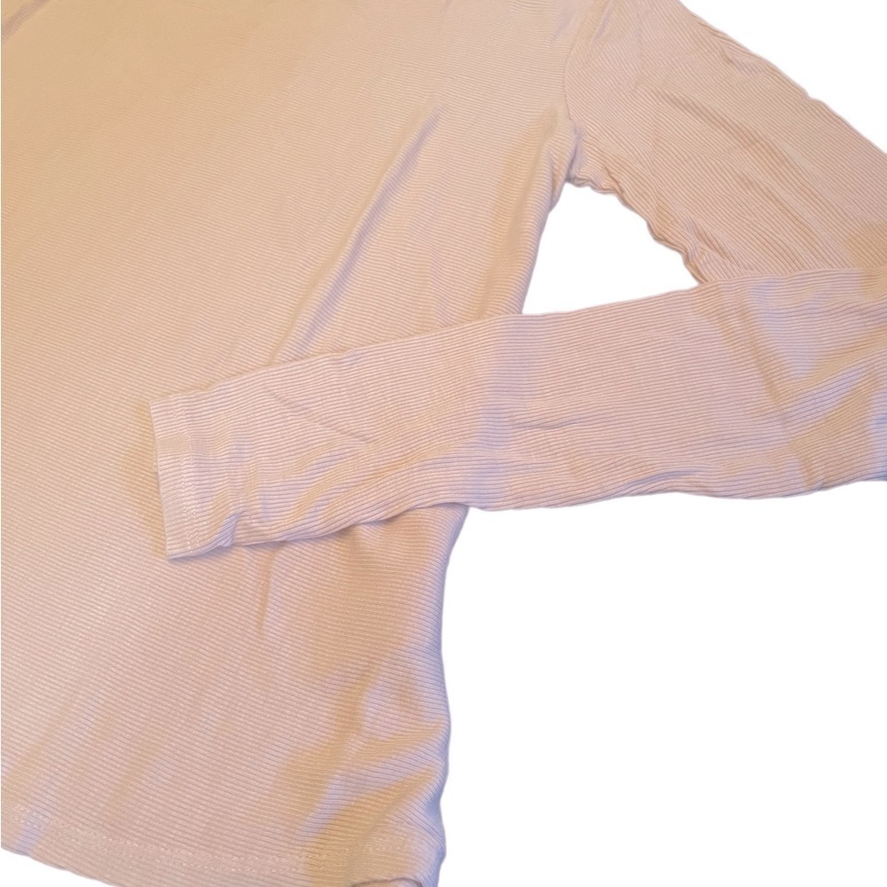 M. Stars Wht 2x1 Rib LS Mock Neck Swing Blouse - Picture 5 of 14